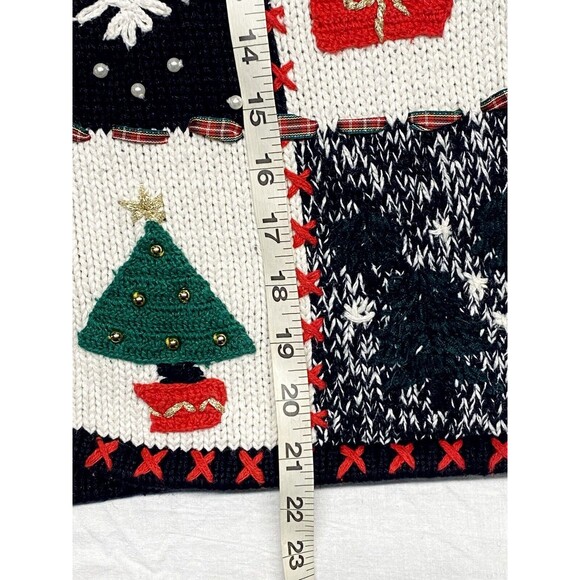 Vintage Parisian Works Christmas Cardigan Sweater Embellished Trees Snowman Sz S - Picture 15 of 15